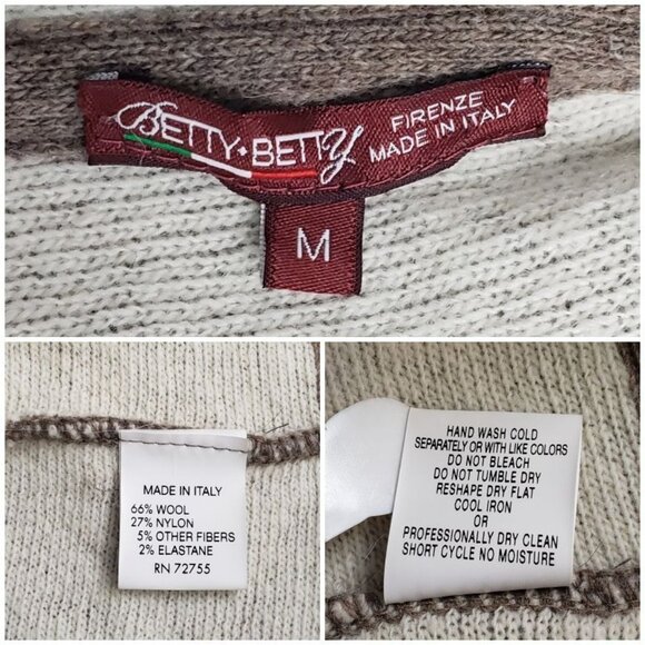 Betty Betty Italy Wool Jacket Shawl Collar Boho Cozy Core Euro Chic Womens M - Picture 12 of 12